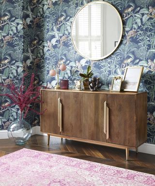 Jungle themed hallway wallpaper idea by Dunelm