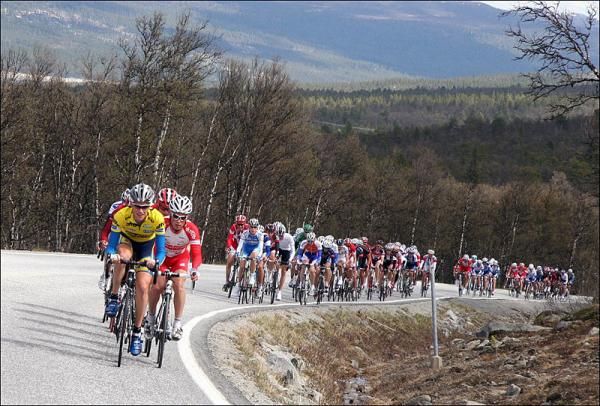 Race leader Alexander Wetterhall (Sweden) sets tempo in the field.