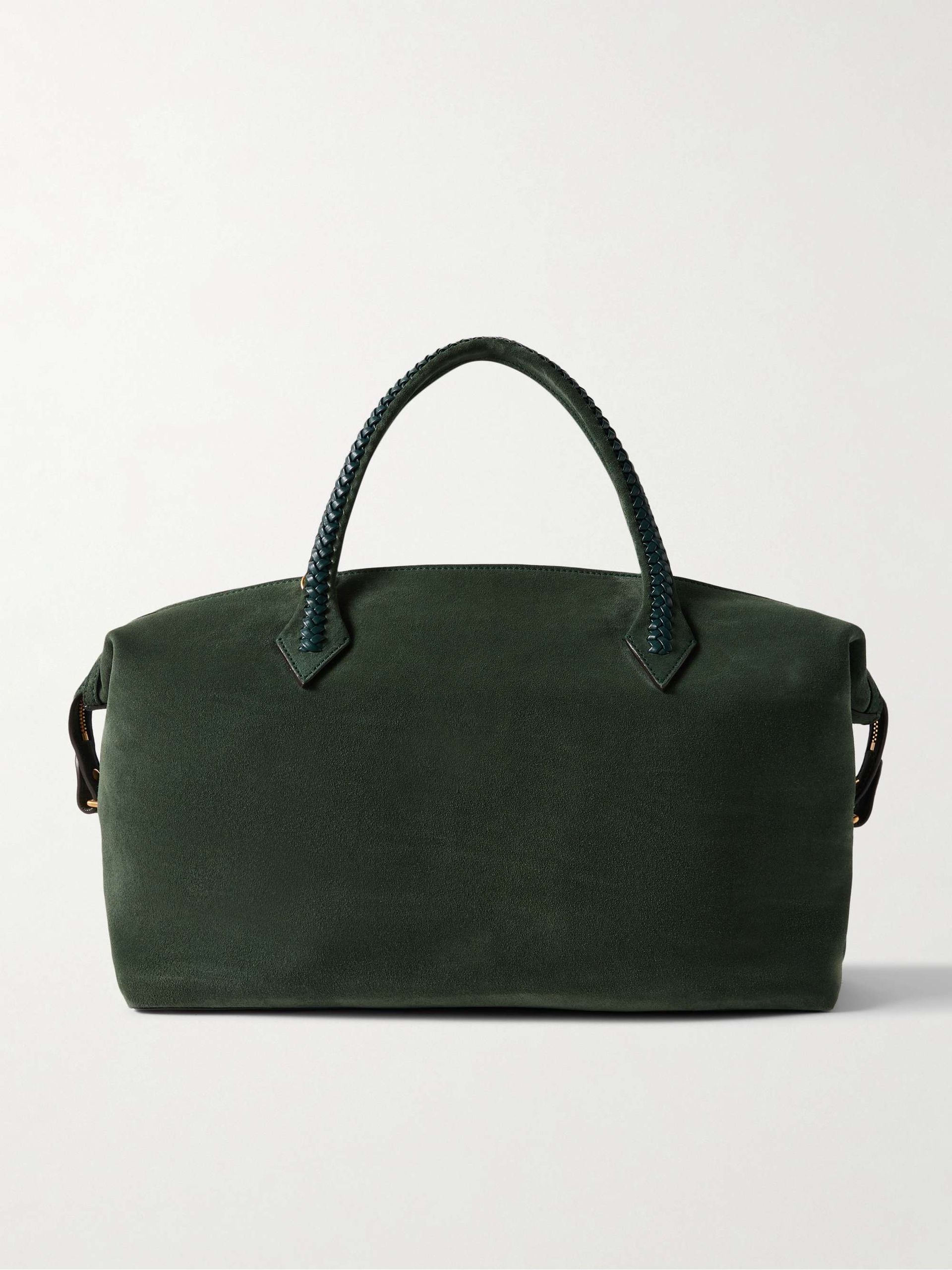 Vérité City Medium Braided Leather-Trimmed Suede Tote