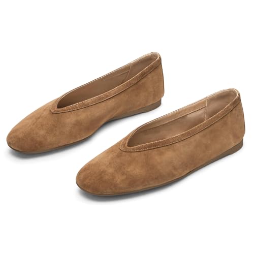 Kissasa Ballet Flats Shoes for Women Closed Square Toe Ballerina Flats