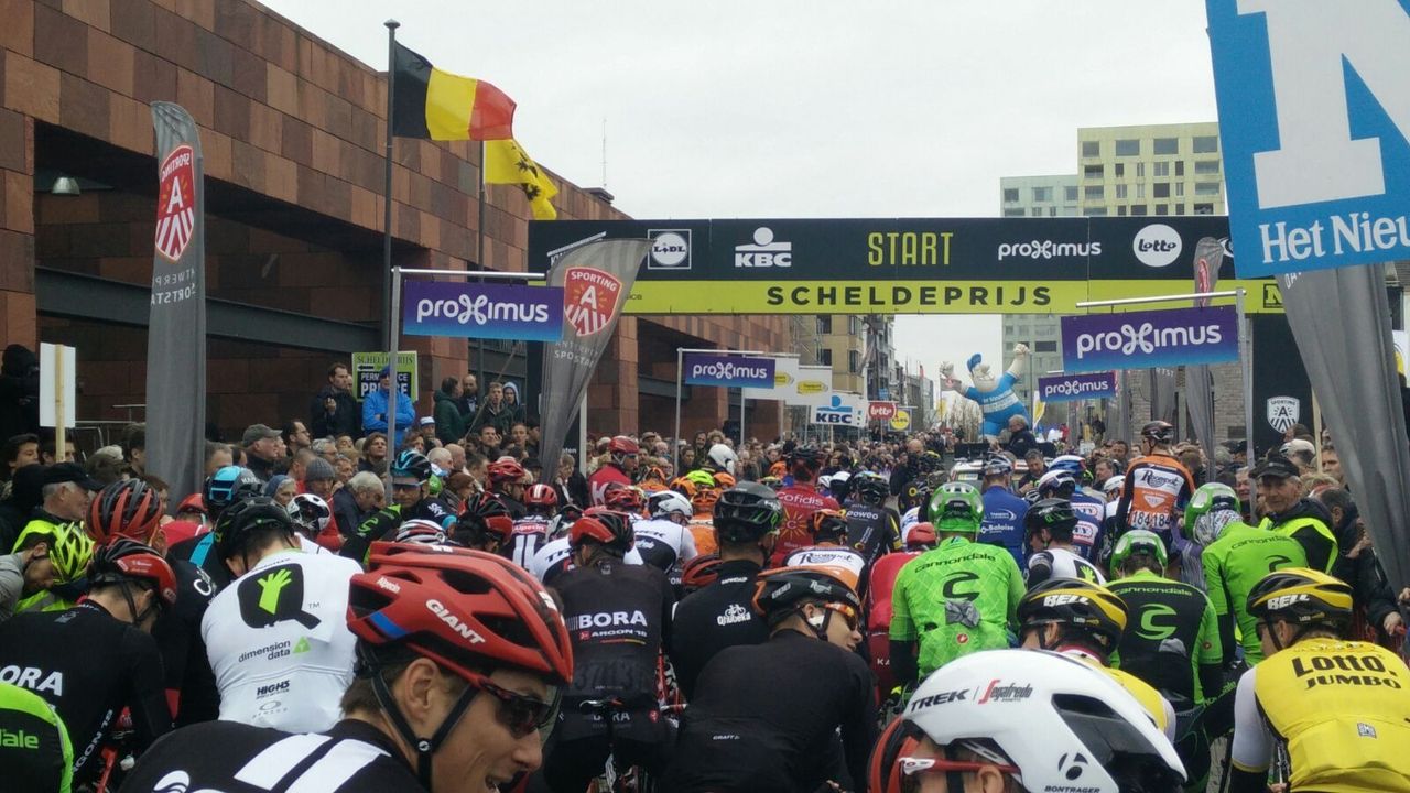 Riders line up for the roll out