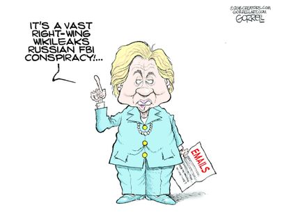 Political cartoon U.S. 2016 election Hillary Clinton emails scandal