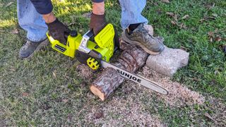 I like to start out with smaller logs before working my way up to larger limbs or stumps and that’s what I did with the Sun Joe.