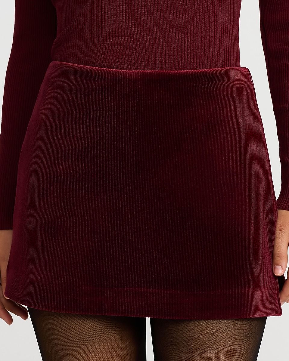 express, Editor Super High Waisted Velvet Corduroy Mini Skort