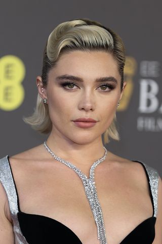 Florence Pugh attends the 2024 EE BAFTA Film Awards at The Royal Festival Hall on February 18, 2024 in London, England