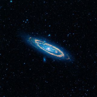 Our neighboring galaxy, Andromeda, also goes by the names Messier 31 or M31. Here, it is captured in full in this new image by WISE.