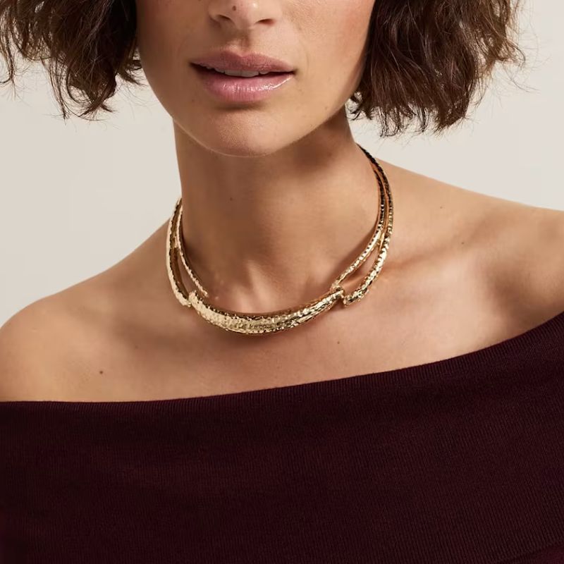 Phase Eight, Gold Textured Collar Necklace