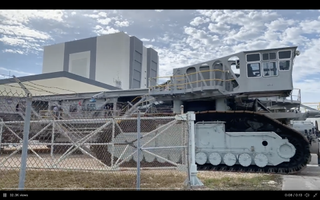 A still image of NASA's crawler-transporter 2 making its way to the VAB on March 11, 2022.