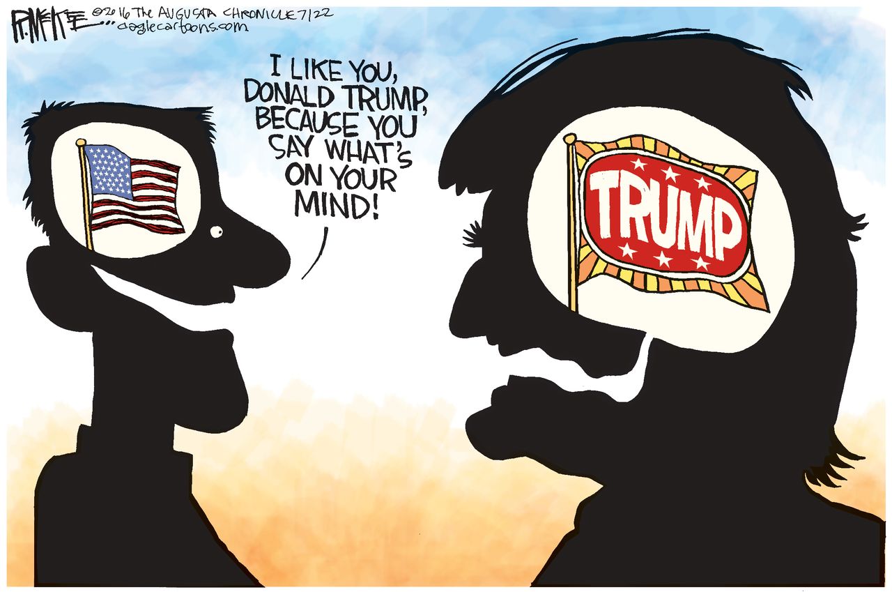 Political cartoon U.S. Donald Trump 2016