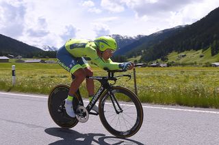 Tinkoff's Maciej Bodnar gets aero during stage 8 at Tour de Suisse