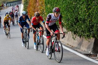 Tadej Pogačar leads the attacks on the way to victory at Il Lombardia last year
