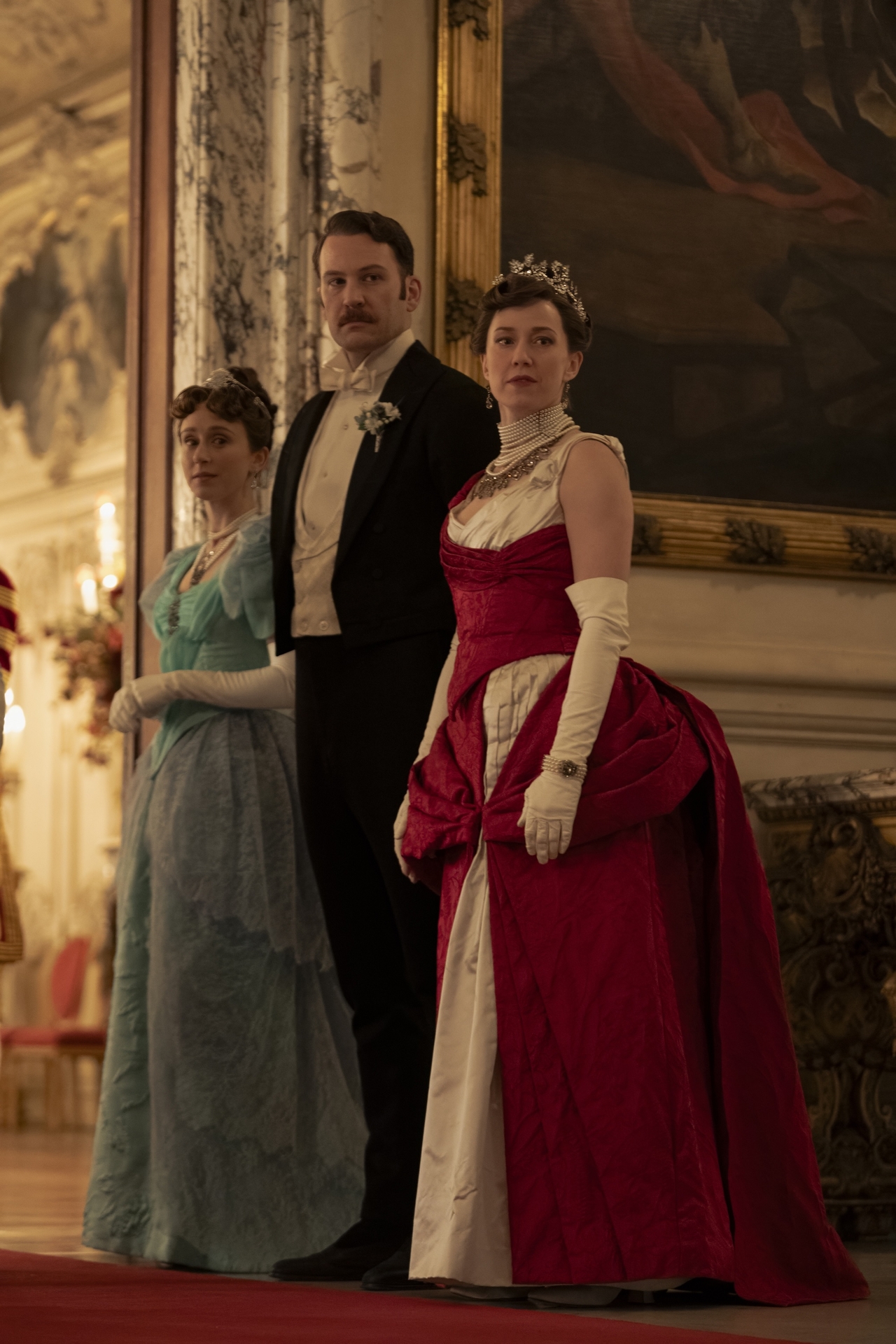 gladys hector and bertha at a formal event in a still from the gilded age season 3 finale