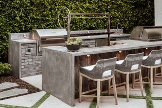 outdoor kitchen with outdoor sink by Kate Anne Designs