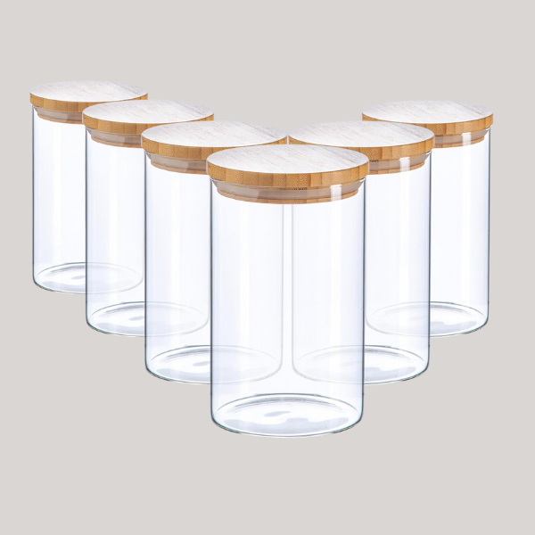Argon Tableware, Argon Tableware Scandi Storage Jars With Wooden Lids - 1000ml - 6 Pack