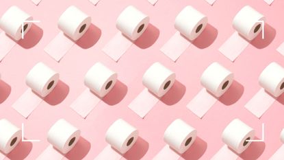 toilet roll on a pink background