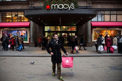 A shopper outside the Macy's in Herald Square.