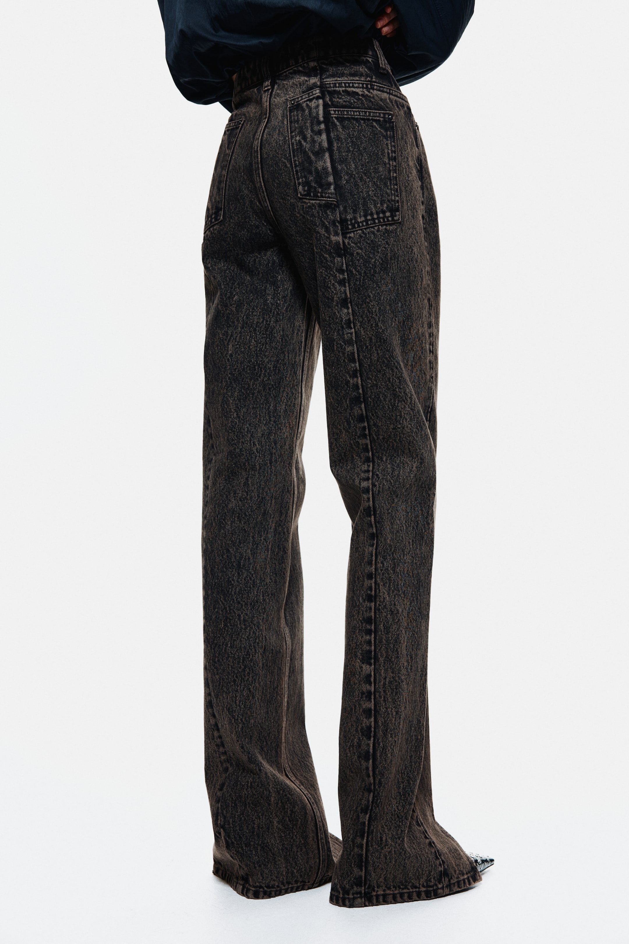 Slit-Hem Jeans - Dark Brown/washed Out