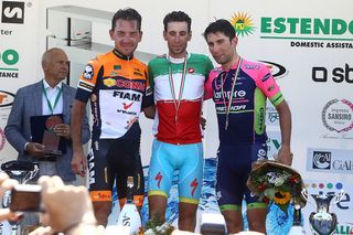 Francesco Reda (Team Idea 2010 ASD), Vincenzo Nibali (Astana Pro Team) and Diego Ulissi (Lampre - Merida).