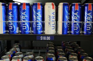 A number of Michelob Ultra cans lined up in 2022