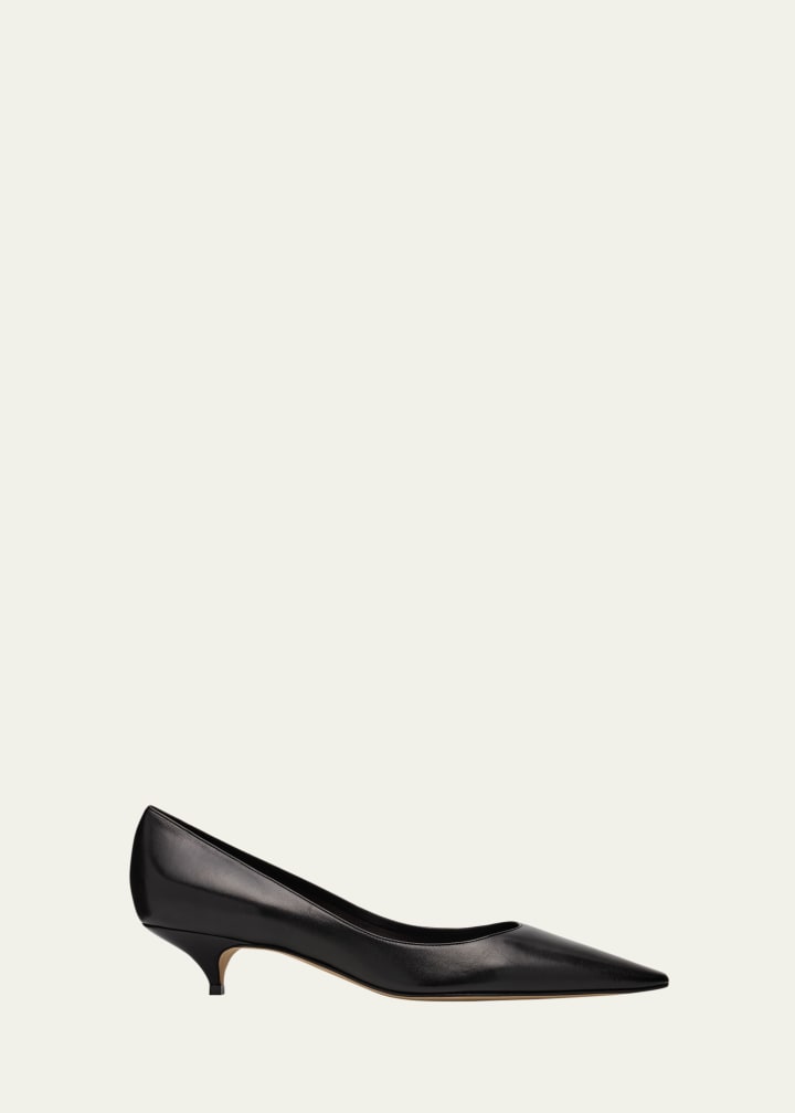 Liisa Leather Kitten-Heel Pumps