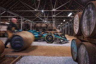 Courtesy Glenfiddich x Aston Martin Formula One Team collaboration: car at distillery