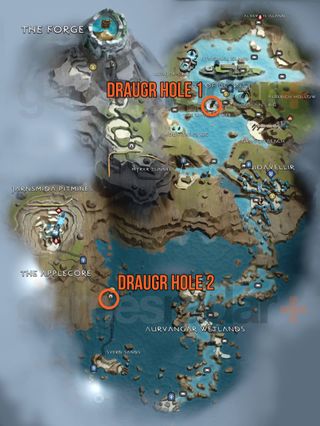 God of War Ragnarok The Hateful Draugr Holes map for Svartalfheim
