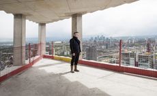 Property developer Harry Handelsman on the building site of his latest project, The Stratford tower, in Stratford, east London