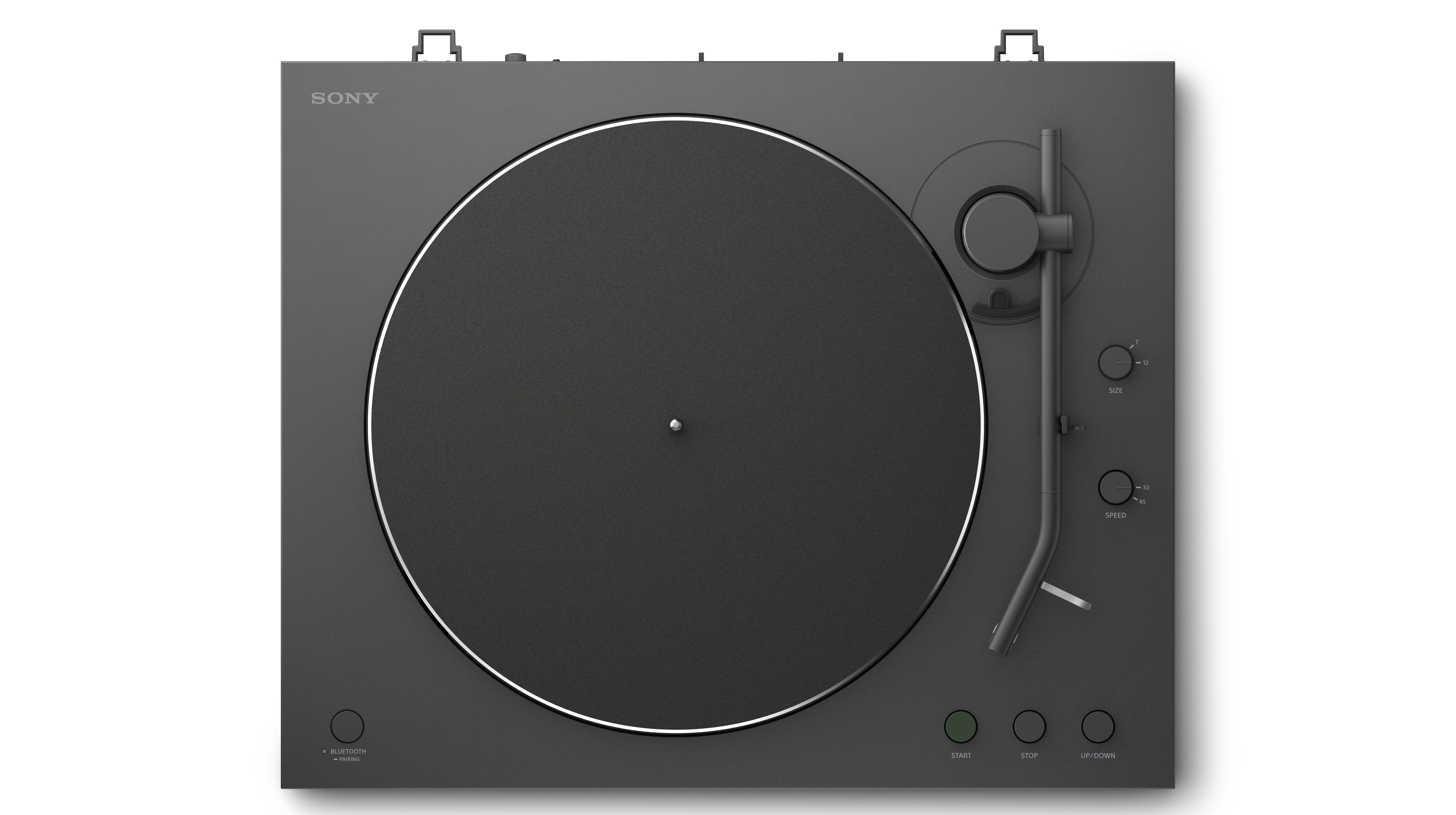 Picture looking down on top of a Sony PS-LX3BT turntable