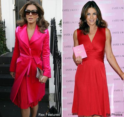 Marie Claire celebrity news: Elizabeth Hurley at Estee Lauder's Global Lighting Initiative for Breast Cancer Awareness