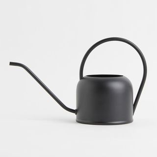 Black modern watering can with minimalist silhouette