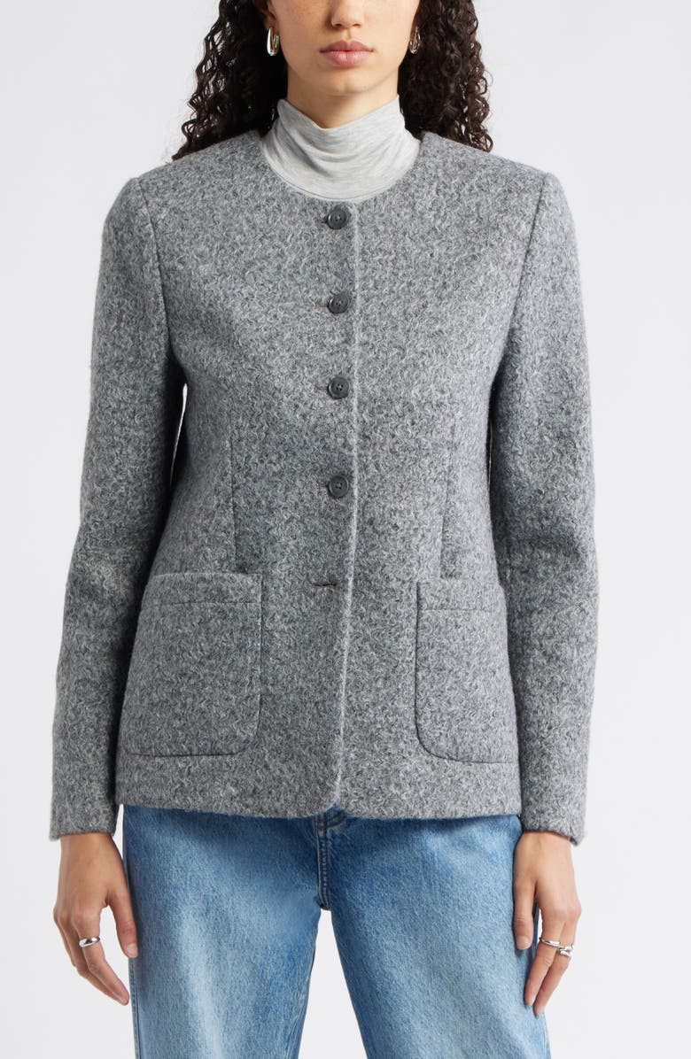 Textured Collarless Jacket