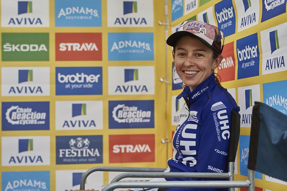 All smiles from Strava QoM Jersey Holder Katie Hall