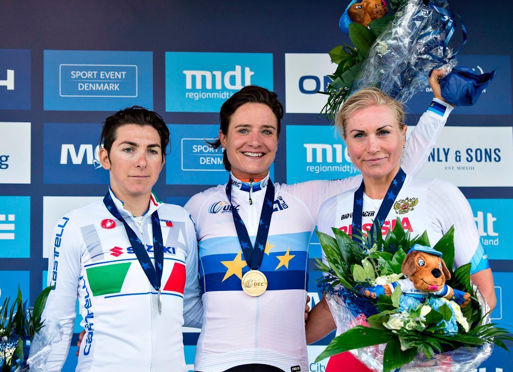 Georgia Bronzini, Marianne Vos and Olga Zabelinskaya