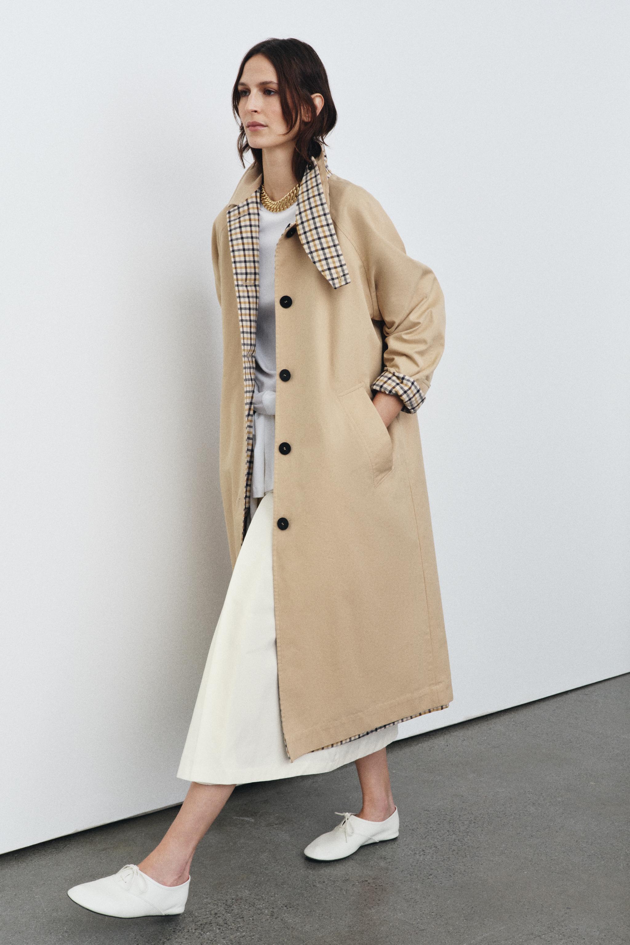 Zw Collection Reversible Checks Trench Coat