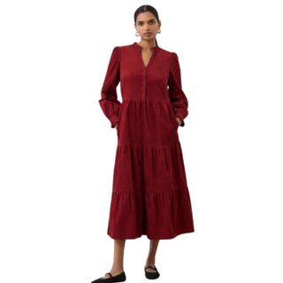 Finery London Gianna Rust Corduroy Dress