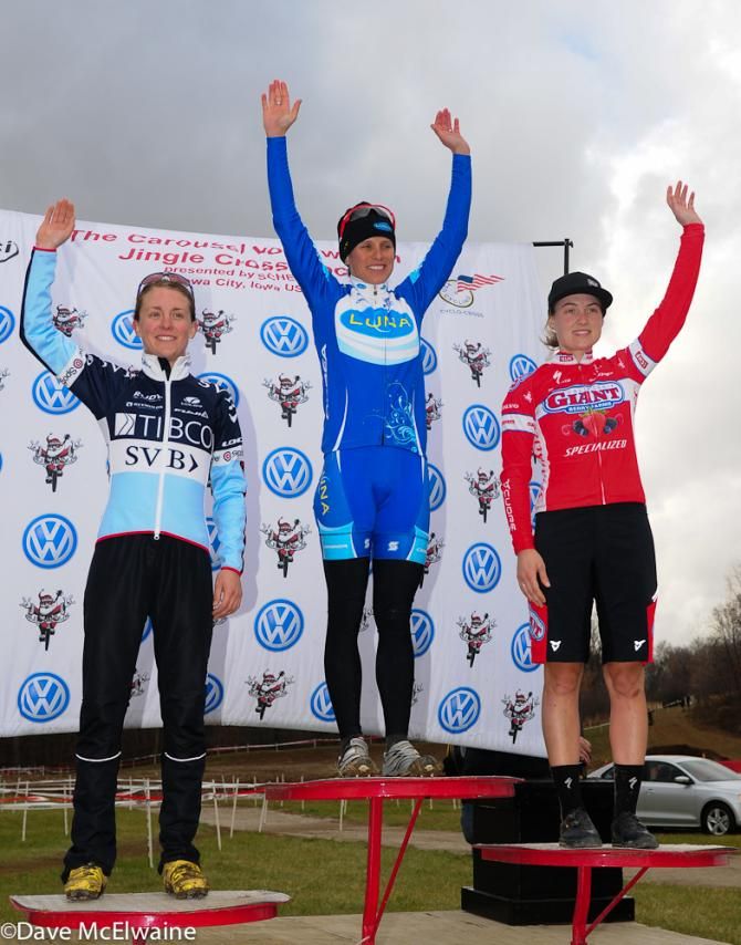 Women's Podium (L to R) Amanda Miller (Tibco) 3rd, Katerina Nash (Luna Pro Team) 1st, Elle Anderson (Cal Giant Berry Farms) 2nd