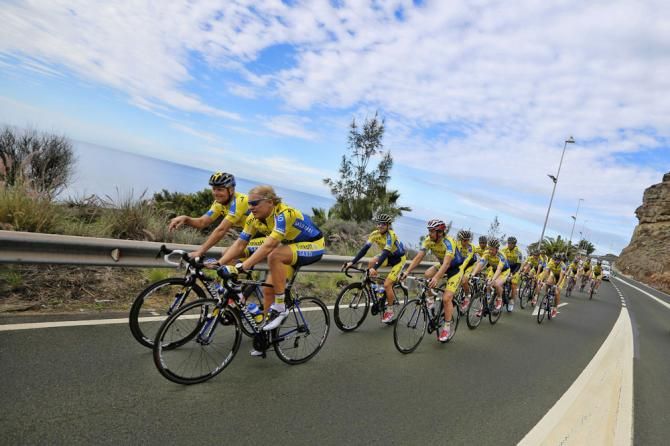 Riis and Tinkov set the pace on the training ride