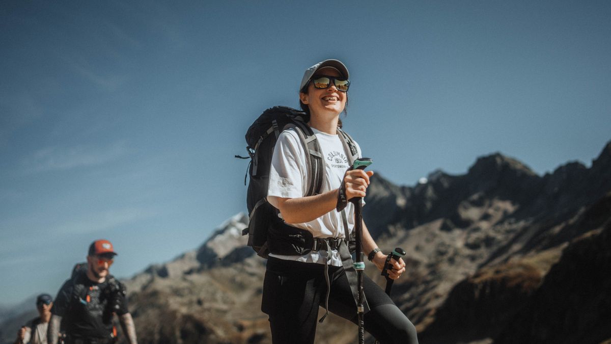 Julia Clarke hiking in the Alps