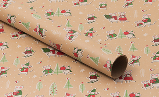 WHSmith Recyclable Christmas Mice Kraft Wrapping Paper