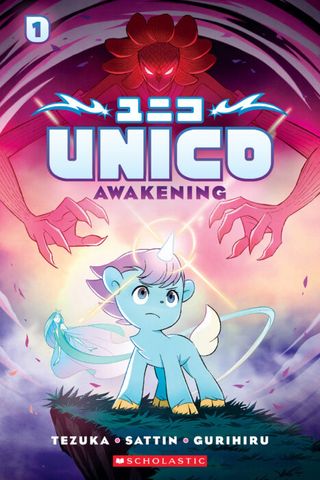 Unico Awakening; a blue unicorn