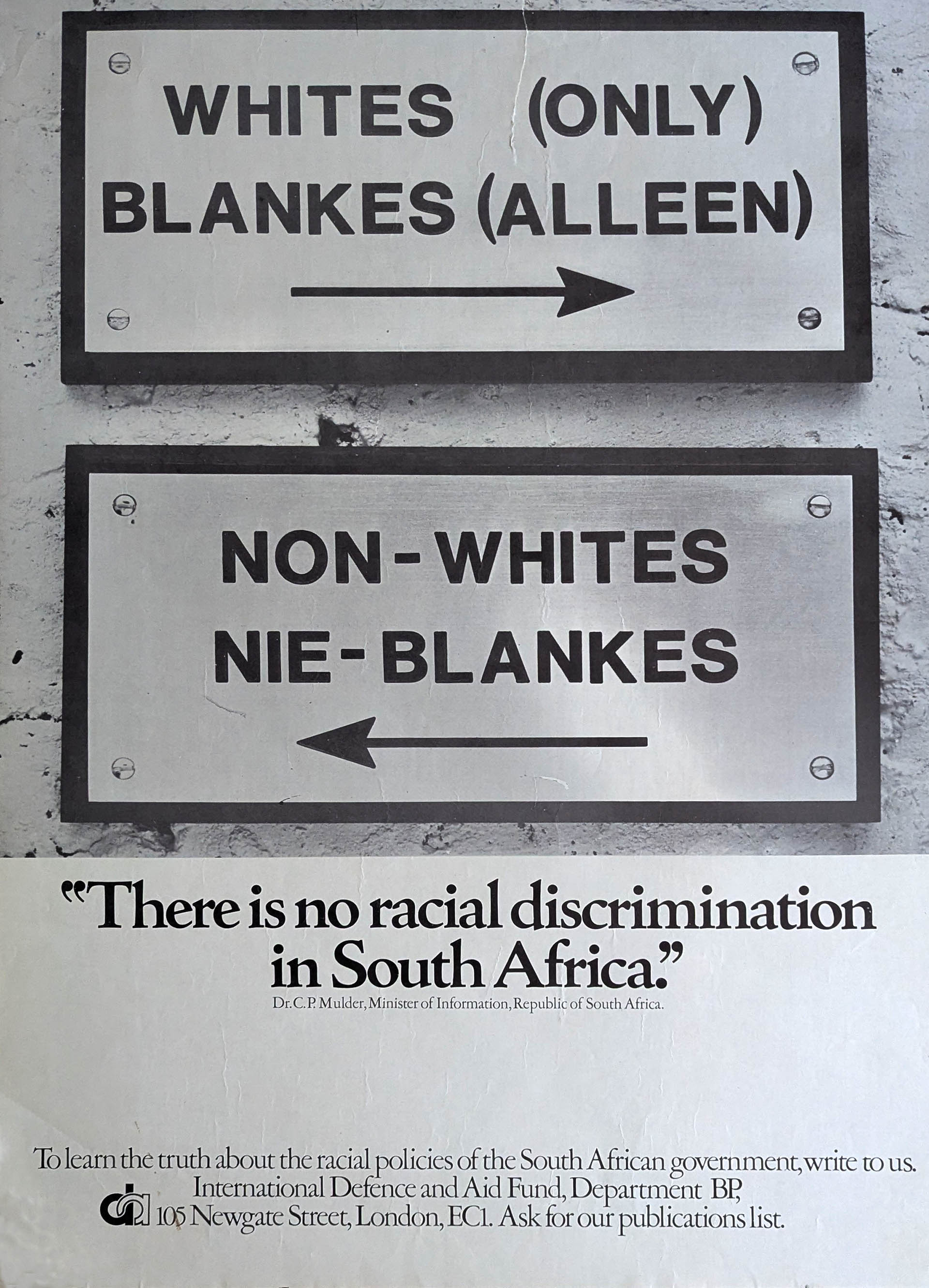 there's no racism in South Africa protest poster