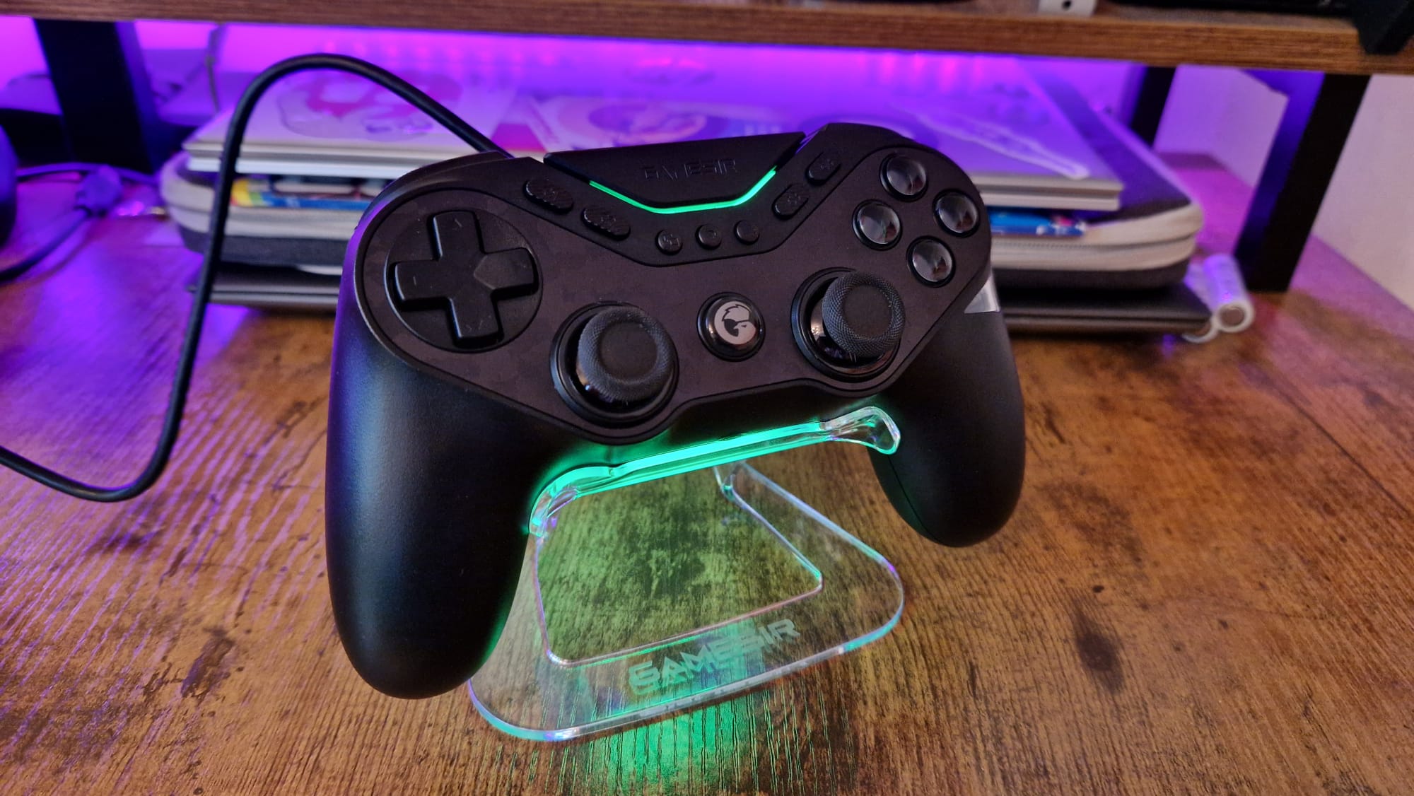 The GameSir Tarantula Pro on its charging stand