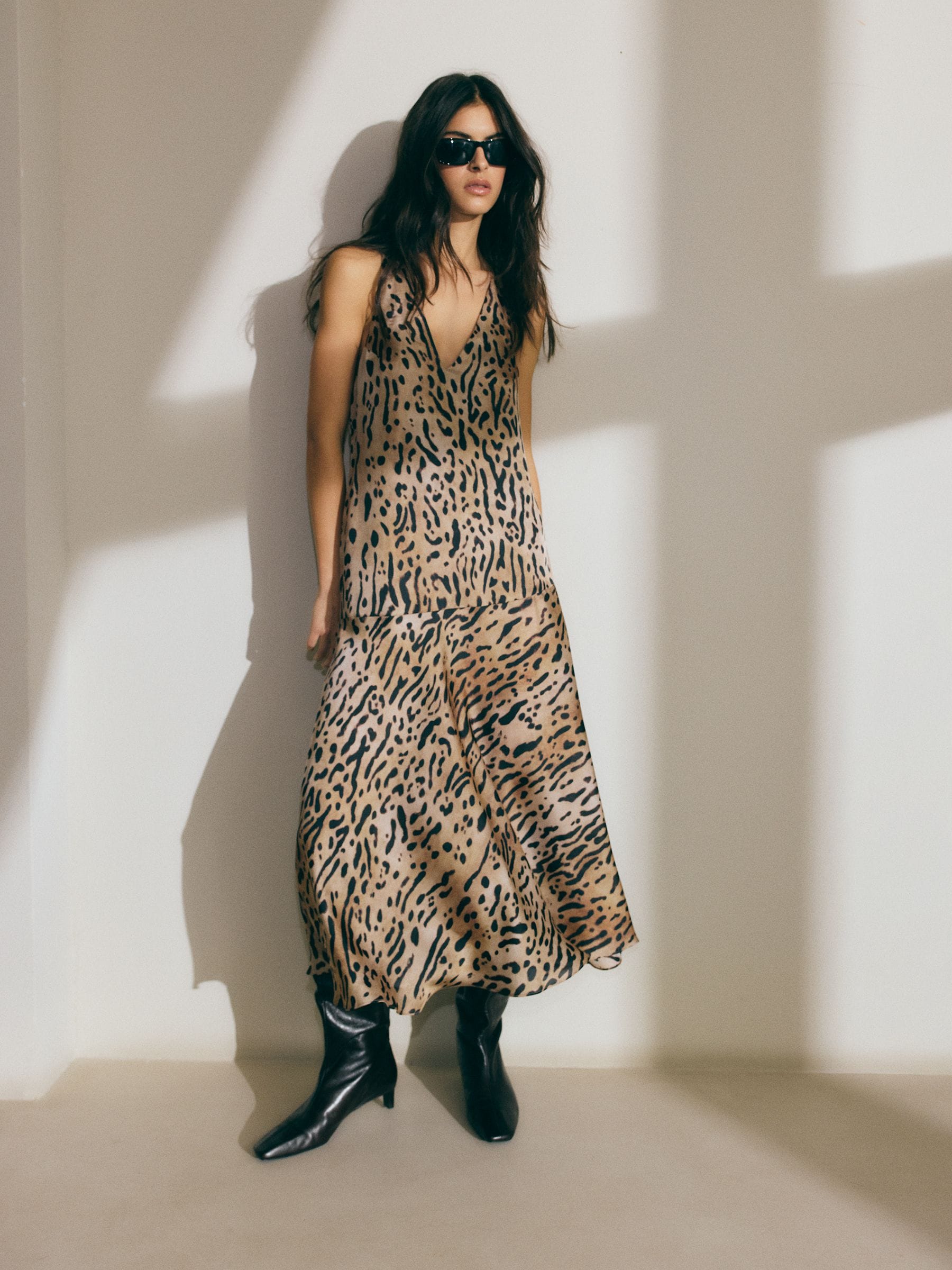 Bhoem Leopard Sleeveless Maxi V-Neck Dress