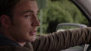 Steve Rogers driving car in Captain America: The Winter Soldier