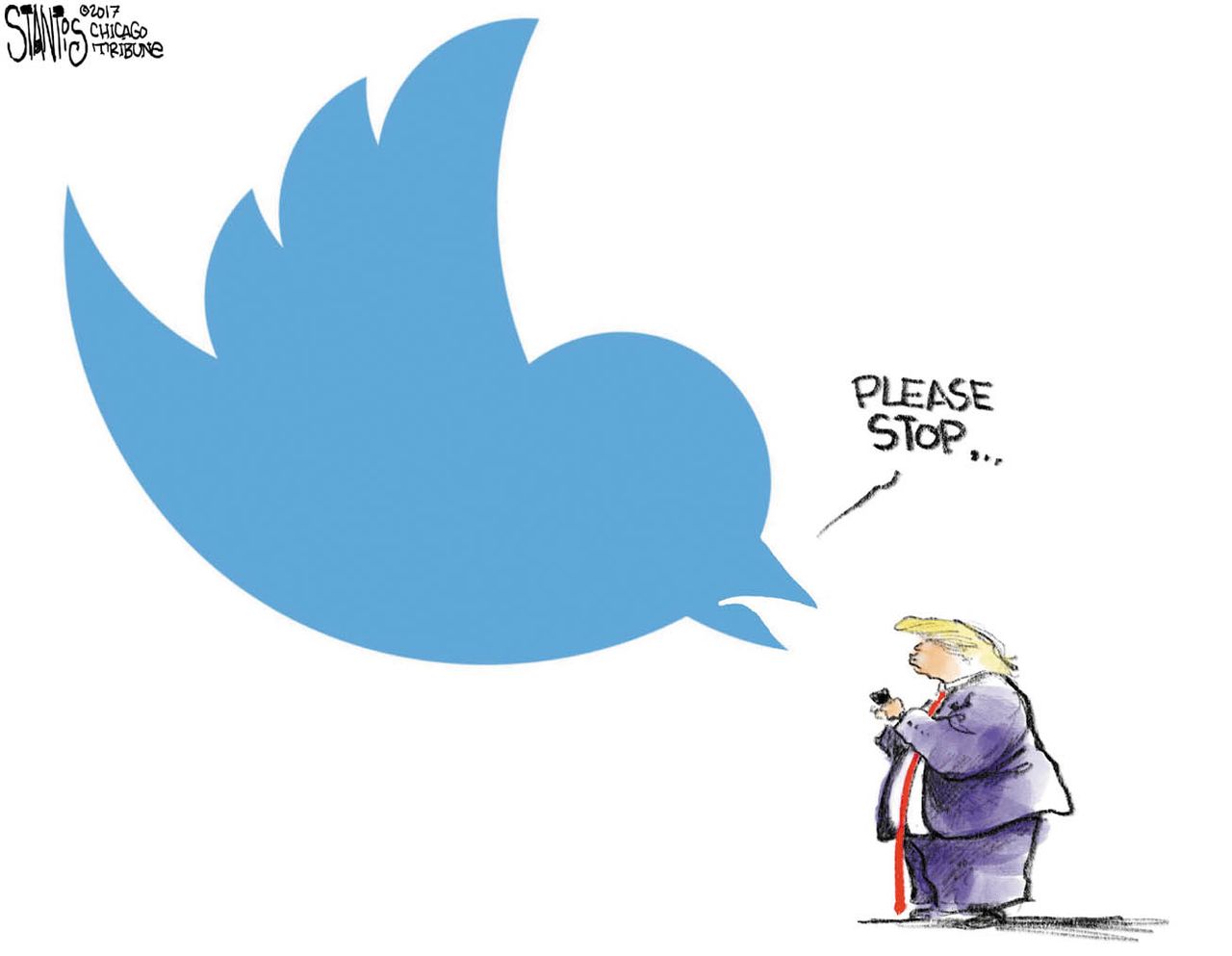 Political cartoon U.S. Trump tweets