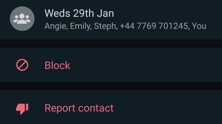 WhatsApp block contact