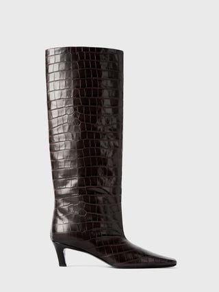 The Wide Shaft Boot Dark Brown Croco