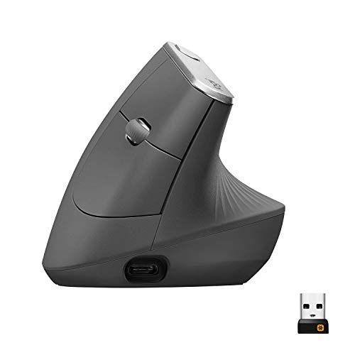 Logitech Mx Vertical Ergonomic Mouse, Multi-Device, Bluetooth or 2.4ghz Wireless With Usb Unifying Receiver, 4000 Dpi Optical Tracking, 4 Buttons, Fast Charging, Laptop/pc/mac/ipad Os- Black