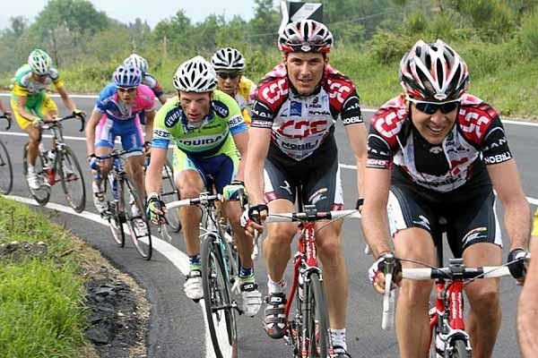 Carlos Sastre and Ivan Basso worked it hard for CSC at the front today