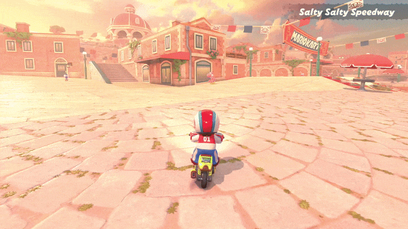 A GIF showing the fish and chips lcoation in mario Kart World